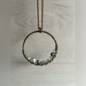 Gold toned necklace with Multi Chipped Gemstones